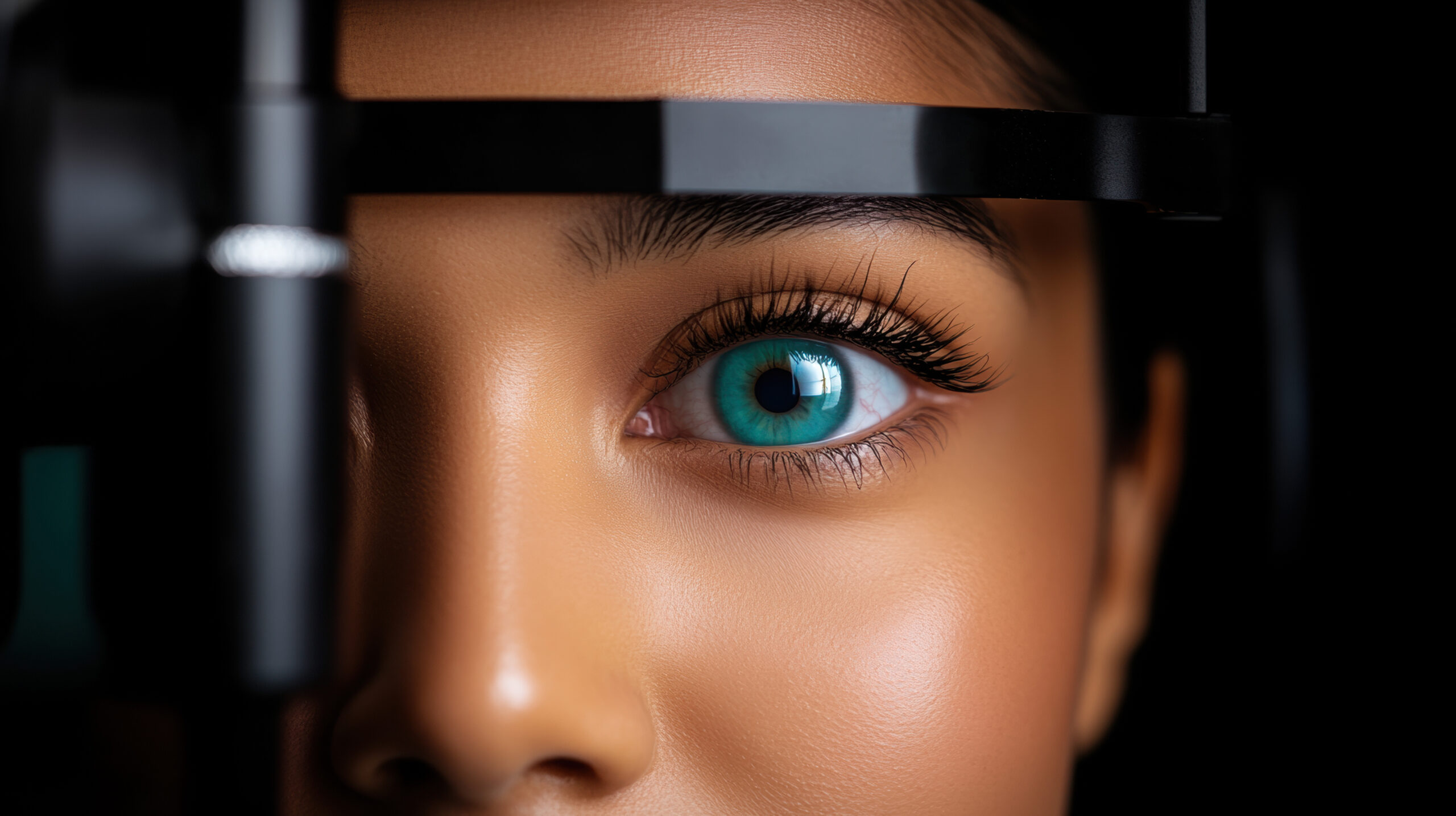 Diabetes Awareness & Education, Close-up of an eye exam highlighting diabetic retinopathy features.